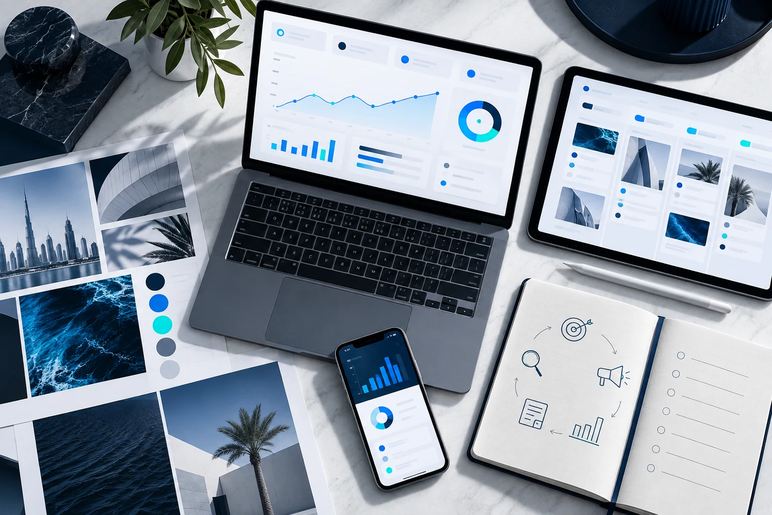 Integrated campaign strategy and analytics workspace in Pro4 brand colors